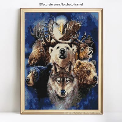 Peinture au diamant Loup 5D DIY Broderie au diamant Mosaïque Animal Ours Photo 20X30CM gray
