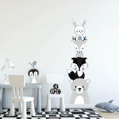 Muurstickers - Grappige dieren voor de kinderkamer - Zelfklevende stickers - 105x70cm