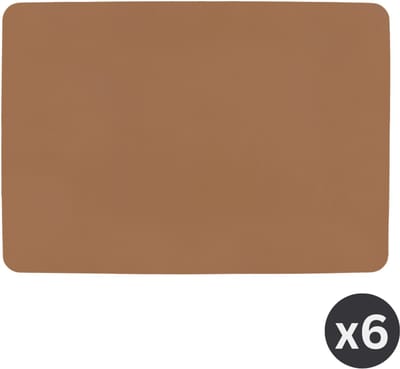 ZICZAC - Placemat TOGO - SET/6 - Dubbelzijdig - Kunstleer - 33x45 cm, indiantan