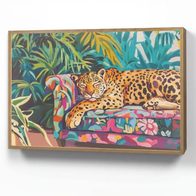 Wandlamp 90x60 cm - Oplaadbaar - Luipaard - Kleurrijk - Tropisch - Wandlampen binnen woonkamer - Slaapkamer lamp - Decoratieve nachtlamp - Vloerlamp draadloos