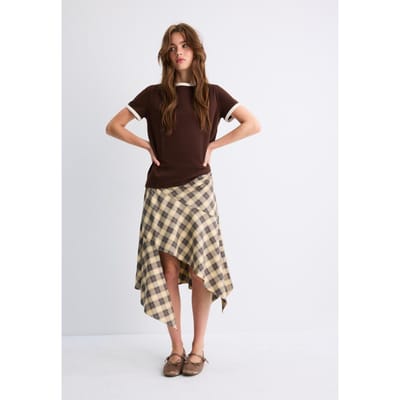 Stradivarius B02 Basic T-shirt regular fit zachte touch  Bruin XS