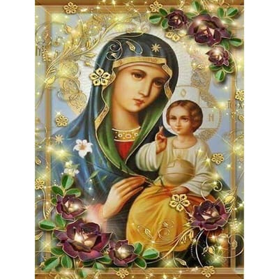 Bricolage 5d diamant peinture vierge et enfant point de croix diamant broderie 20X30CM black
