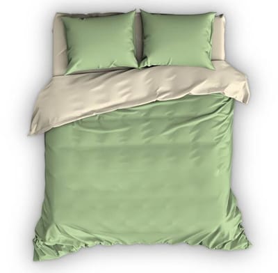 Satin d'Or Reverso Dekbedovertrek - Tweepersoons - 200x200/220 cm - Lightgreen/Ivoor