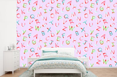 Behang - Fotobehang Alfabet - Letters - Patroon - Breedte 360 cm x hoogte 240 cm