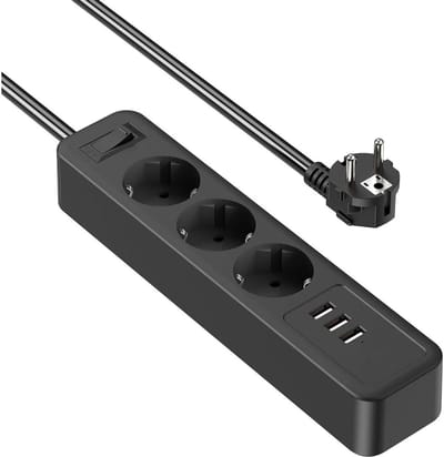 VELTRR® Stekkerdoos met USB - Verdeelstekker - Stopcontact Splitter - Zwart