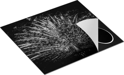 Chefcare Inductie Beschermer Pauw met Kleurrijke Veren - Kleur - Zwart Wit - 60x50 cm - Afdekplaat Inductie - Kookplaat Beschermer - Inductie Mat