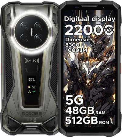 DOOGEE VMAX2 5G - Robuuste smartphone - Robuuste telefoon - 48GB RAM + 512GB ROM(2TB/TF) - 6,78 inch FHD/120Hz - 22000mAh/120W - IP68 - Dimensity 8300 - Android 16 - Nachtzicht - 200MP AI camera - NFC - Dual stereo speakers - 1000LM Campinglamp - OTG