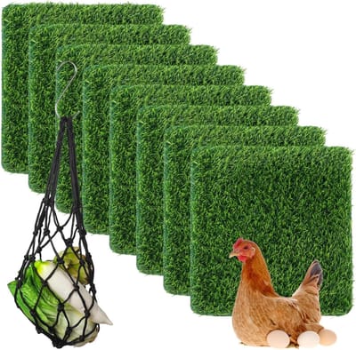 Kunstgras Nestpads - Kippengrasmatten - Comfortabel Nestelen - Levensecht Uiterlijk - 8 Stuks 30x30cm - Groen
