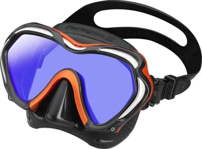 TUSA Paragon S – Premium duikmasker met single lens, hoge weerstand, CrystalView-lens met UV420 en antireflecterende behandeling, helder zicht en comfortabel draagcomfort – Zwart/Energy Orange – M1007SQB EOA