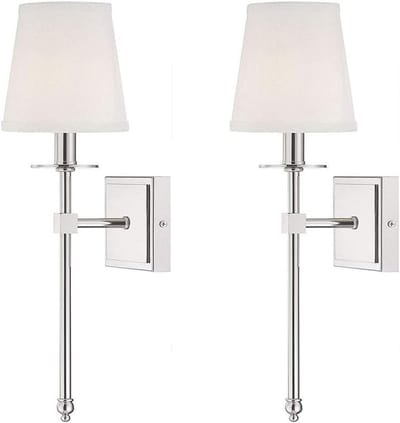 Moderne E14 Wandlampen Set voor Binnen Gebruik met Witte Stoffen Lampenkappen