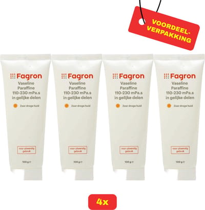 Fagron Vaseline paraffine 110-230 mPa.s in gelijke delen - 4x100g voordeelverpakking
