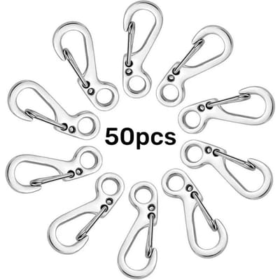 Lot de 50 mini mousquetons à suspendre pour porte-clés, porte-clés, fermoir de camping, crochet pour sac à dos, mousqueton, boucle, cadenas