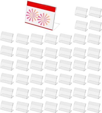 40 Stuks Transparante Labelhouders 6x4cm, Mini Acryl Tafelhouders voor Prijslabels en Organisatie