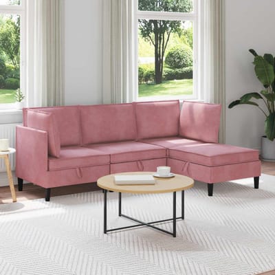 vidaXL - Woonkamer - Meubelset - 4 - st - Roze - Fluweel