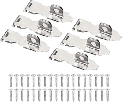 Door Lock Hasp Latch 6.8cm - 6pcs RVS Veiligheid Hasp Lock Buckle Hinge Packlock met Schroeven voor Deur - Poort - Kast - Kasten - Zilver