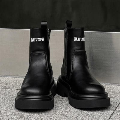 Heren Casuale Leren Chelsea Boots Dikke Zool Sneeuwschoenen voor Koppels Antislip Modieus en Veelzijdig Hoge Laarzen 46