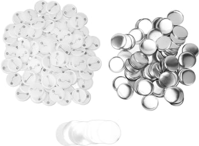 Dailygoods- Button Badge 100 Sets - DIY Badge Onderdelen - Metalen Achterkant - Herbruikbare Pin - Geschikt voor Kleding/Hoezen - Transparante Beschermfolie - Badge Maker