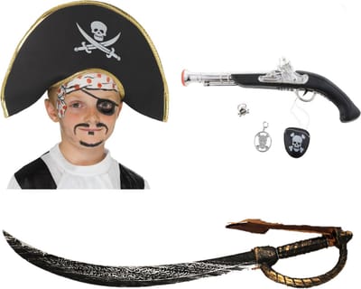 Funny Fashion Verkleed set Piraat - Piraten hoed/pistool/zwaard/ooglapje voor kinderen