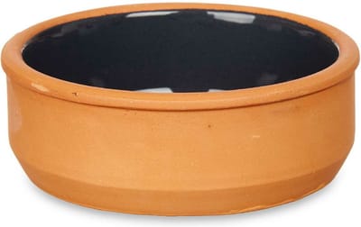 La Dehesa tapas/creme brulee schaaltje - 6x stuks - terracotta/zwart - 12 x 4 cm