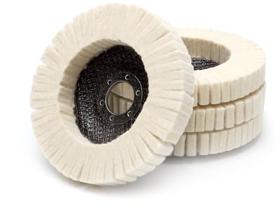 Set van 4 Polijstschijven van Wol 125 mm voor Hoekslijper - Perfect voor Schuren, Polijsten en Afwerken van Hout, Kunststof en RVS