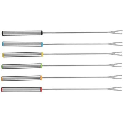 Set de 6 pièces en Acier Inoxydable Pot à Fondue Chocolat Fromage Dessert Fourchettes Outil de Cuisine Vaisselle gray