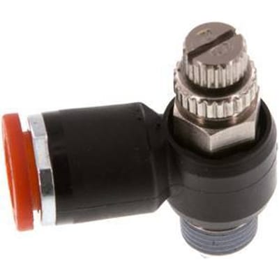 L-stuk Regelventiel 8 mm - R1/8'' Regeling-in Messing/Nylon