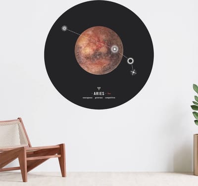 Muurcirkel zelfklevend behang - Sterrenbeeld planeet Ram - Wanddecoratie - 080cm behangcirkel - Ronde sticker voor aan de muur - Behangsticker verkrijgbaar in verschillende formaten