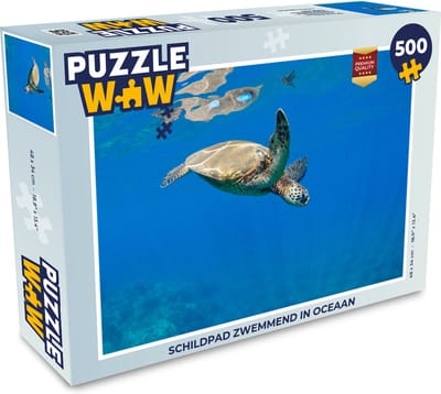 Puzzel Schildpad zwemmend in oceaan - Legpuzzel - Puzzel 500 stukjes