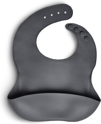 Telano® Slabbetje met Opvangbakje Donkergrijs - Siliconen Slabber Baby Peuter - Verstelbaar en Waterproof - Kraamcadeaus Jongen - Meisje