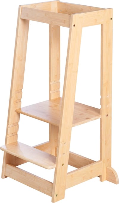 roba Houten Learning Tower - Volgens het Montessori-Principe - Belastbaar tot 80kg - Bamboe