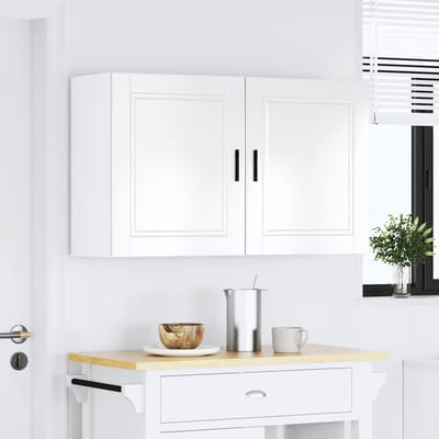 vidaXL - Keukenbovenkasten - 2 - st - Porto - bewerkt - hout - hoogglans - wit