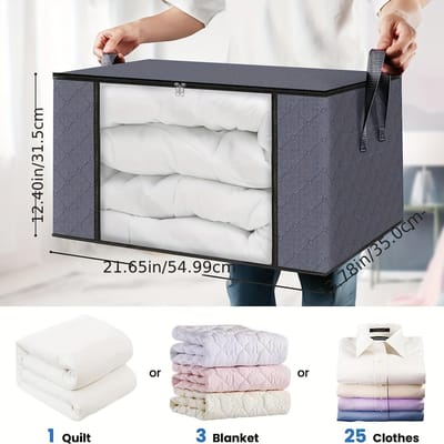 Boîte de rangement en tissu pliable extra large – Organisateur multifonctionnel pour vêtements, couvertures, etc.. – Parfait pour la chambre à coucher, la résidence universitaire et le placard