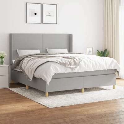 vidaXL - Boxspring - met - matras - stof - lichtgrijs - 180x200 - cm