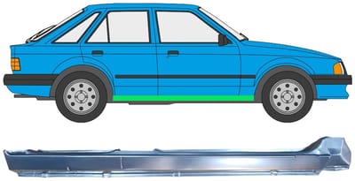 Volledige dorpel voor Ford Escort 1980-1986 / Rechts