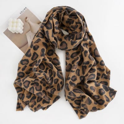 Mode Sexy Luipaardprint Dames Winter Warme Sjaal Hijabs Kwastjes Sjaal Kasjmier Pashmina Dames Sjaals Wraps black