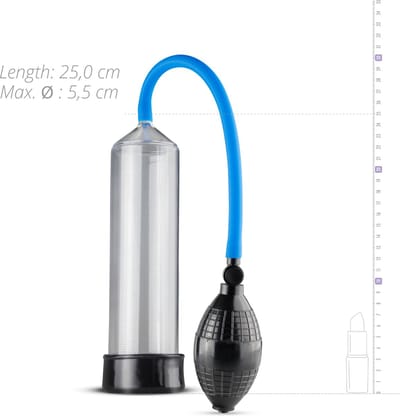 EasyToys - Penispomp met Knijpbal - Penispompen - Penis Pomp - Sex Toys voor Mannen - Transparant met Blauw