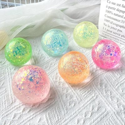 Anti-stressbal Zacht TPR Langzame Terugslag Pailletten Maltosebal Knijpspeeltje Stressverlichting Elastische Knijpbare Gekleurde Bal Decompressie beige