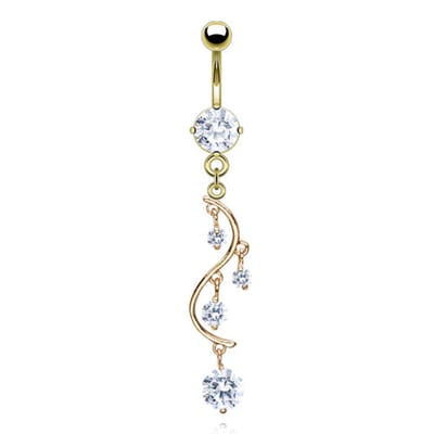 Navelpiercing hart fijne hanger - goud wit - LMPiercings