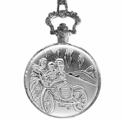 Fako - Zakhorloge - Pocket Watch - XXL - Automobiel - 47mm - Zilver