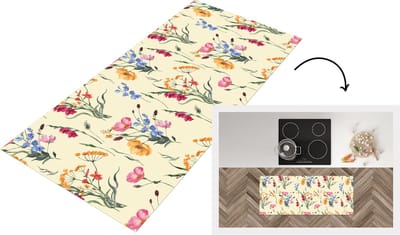 Keukenloper - Loper keuken - Pasen - Patroon - Bloem - 120x50 cm - Keukenloper vinyl