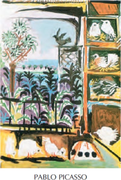 Mini kunstposter - Pablo Picasso - De duiven - 24x30 cm
