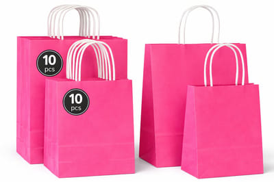 20 x Roze papieren draagtassen – 2 formaten 18x8x22 cm & 22x10x28 cm – Kraft papier tasjes met handvat roos