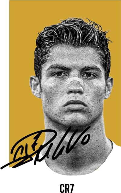 Cristiano Ronaldo Poster Ingelijst – CR7 – A4 (21 x 30 cm) – Inclusief Zwarte Lijst – Voetbal Wanddecoratie