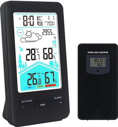 Draadloos Weerstation met Buitensensor: Thermometer, Hygrometer en Weersvoorspelling