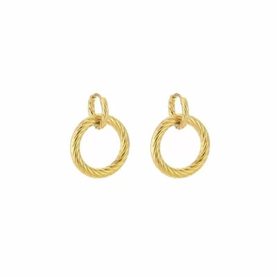 Bijoutheek Oorhangers 2 Gedraaide Circles Goud