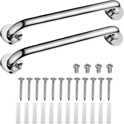 Douche handgrepen - Badkamer steunen - Veiligheid verhogen - Roestvrij staal - 30 cm - Zilver