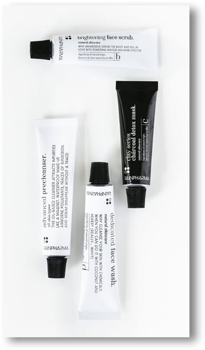 RainPharma Cleansing Set - 20ml Precleanser + 10ml Face Scrub + 10ml Charcoal Detox Mask + 20ml Face Wash - Huidverzorging Geschenkset - Cadeauset - Cadeauset - Starterskit