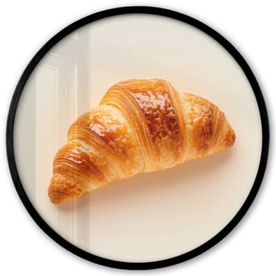 Poster in lijst Rond - Fotolijst 40x40 cm - Posters - Croissant - Brood - Beige - Ronde posterlijst zwart - Decoratie - Wanddecoratie woonkamer - Muurdecoratie slaapkamer
