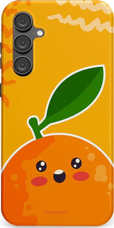 Casetastic Hoesje Geschikt voor Samsung S23 FE - Stijlvolle Beschermende Duo-layer Case - Vrolijke Sinaasappel