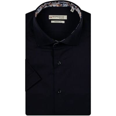 Giordano Overhemd Lago Semi Cutaway Two-Ply Fine Twill Cotton Blend Navy / male